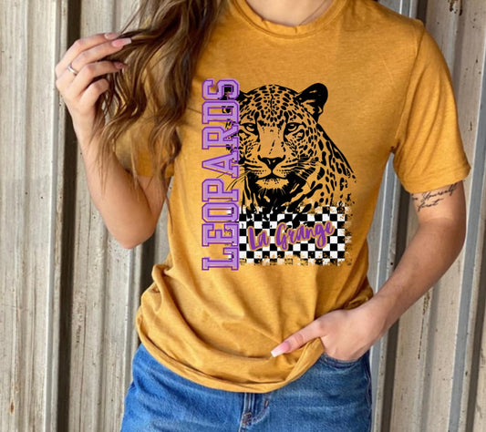 Gold Leopard Checkered Tee ~ Women's