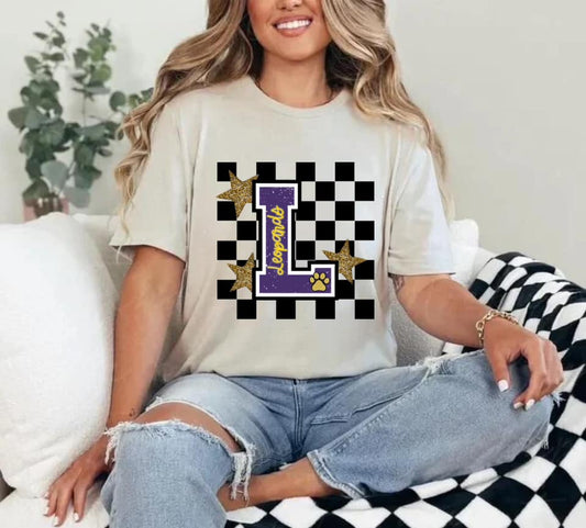 Checkered Varsity Stars Tee ~ Women's