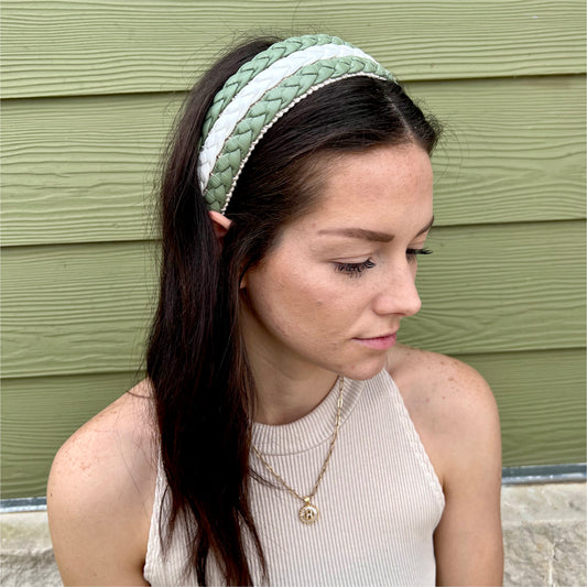 Green Three Braided Headband