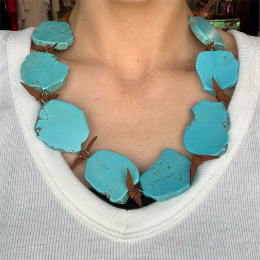 Turquoise Slab Statement Necklace