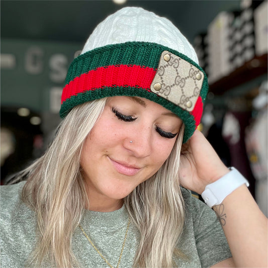 Upcycled Striped Beanie