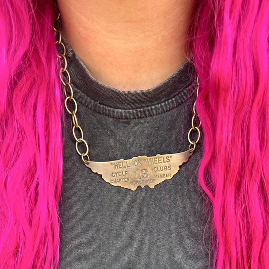 Art By Amy Bronze Hell On Wheels Necklace